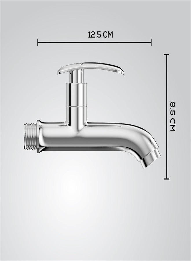 Gloxy Premium Brass Short Body Foam Flow Bib Cock with Wall Flange & Chrome Finished Riva Lever for Kitchen Sink, Wash Basins, Bathrooms, Washing Areas & Gardens - 10 Years Warranty - Image 2